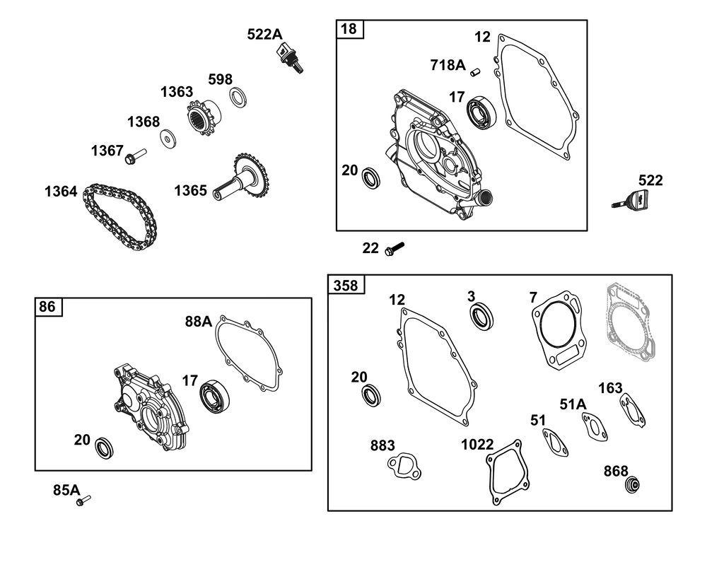 Crankcase Cover/Sump Group Diagram and Parts List for 130G62-0153-H5 100000 - 19Z999 Briggs and Stratton Engine